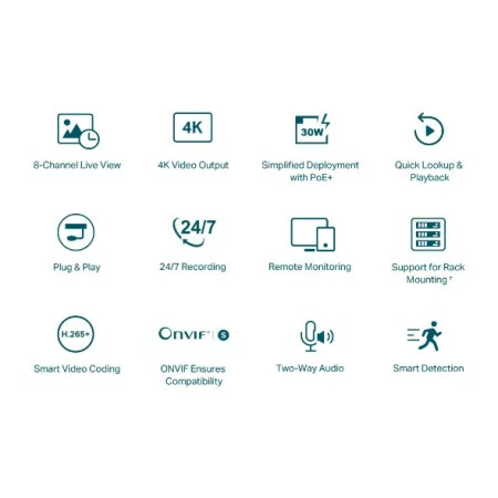 TP-Link Recorder - 8 PoE Channels - VIGI NVR1008H-8P