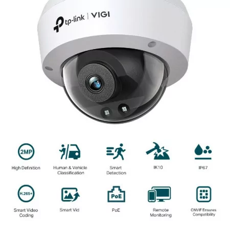 Câmara Dome TP-Link - 2.8mm - 2MP - IR 30m - IP67/IK10 - VIGI C220I|TP-Link|4897098688861