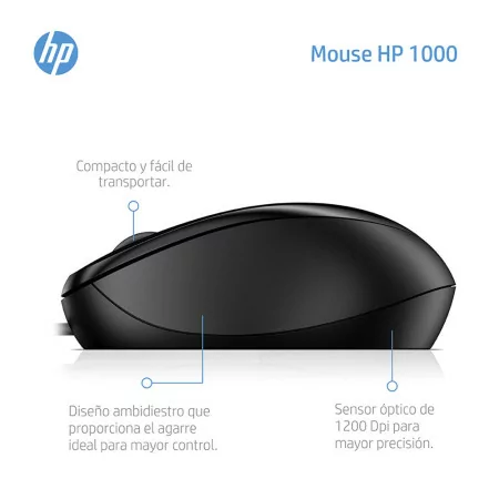 HP 1000 Optical Mouse - 4QM14AA - (Black - 1.5M - USB)