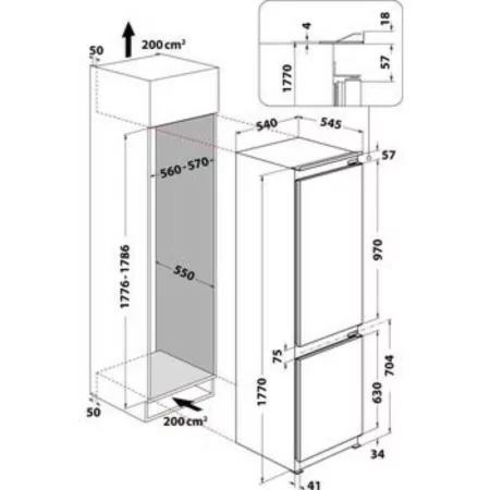 Whirpool Built-in Refrigerator - 273L - Class F - White - ART 66001