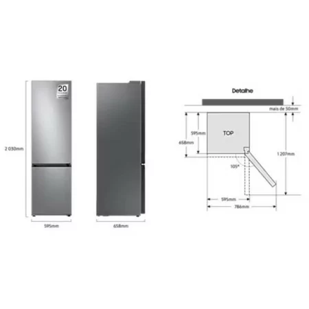Samsung Combined Refrigerator - 387L - No Frost / Wi-Fi / Twin Cooling - Stainless Steel - RB38C607AS9/EF
