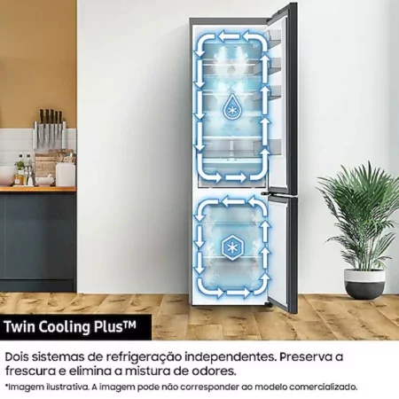 Samsung Combined Refrigerator - 387L - No Frost / Wi-Fi / Twin Cooling - Stainless Steel - RB38C607AS9/EF