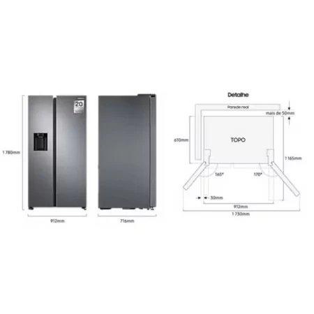 Frigorífico Side By Side Samsung - 634L - No Frost / Wi-Fi / Twin Cooling - Inox Refinado - RS68CG852DS9EF|Samsung|8806095006581