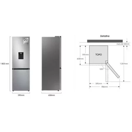 Samsung Combined Refrigerator - 341L - No Frost / Wi-Fi / Space Max - Look Inox - RB34C632DSA/EF