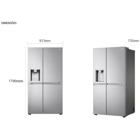 LG Side By Side Refrigerator - 635L - No Frost / Door Cooling+ / UVNano - Stainless Steel - GSLV91MBAD