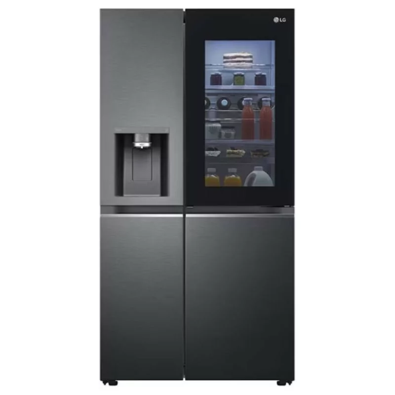 LG Side By Side Refrigerator - 635L - No Frost / InstaView™ / Door in Door™ - Matte Black - GSXV91MCAE LG Side By Side Refrigerator - 635L - No Frost / InstaView™ / Door in Door™ - Matte Black - GSXV91MCAE