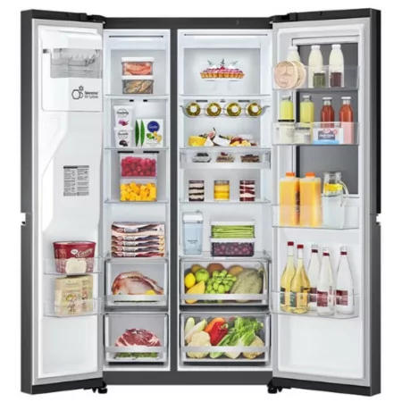 Frigorífico Side By Side LG - 635L - No Frost / InstaView™ / Door in Door™ - Matte Black - GSXV91MCAE|LG|8806091270320
