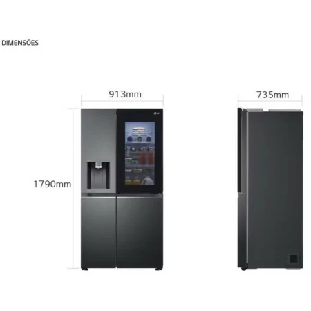Frigorífico Side By Side LG - 635L - No Frost / InstaView™ / Door in Door™ - Matte Black - GSXV91MCAE|LG|8806091270320