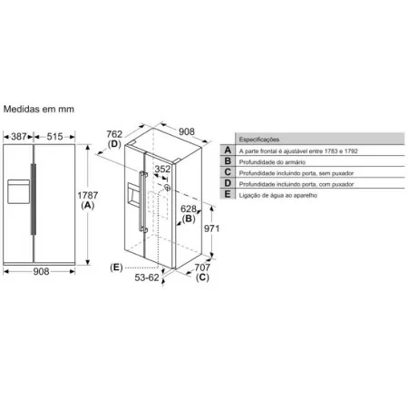 Frigorífico Side By Side Bosch - 562L - No Frost / Série 6 - Inox - KAD93AIEP|Bosch|4242005192229