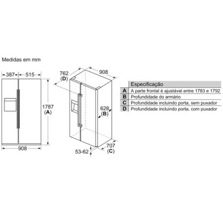 Frigorífico Side By Side Bosch - 562L - No Frost / VarioZone - Inox - KAI93VIFP|Bosch|4242005191635
