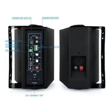 TooQ Amplifier Speakers - 2.0 / Wall Mount - 60W - Black - TQOWS-01B
