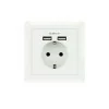 NanoCable Recessed Wall Socket with 2x USB Ports - White