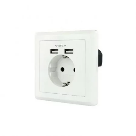 Tomada de Parede Encastrável NanoCable c/ 2x Portas USB - Branca|Nanocable|8433281009707