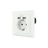 Tomada de Parede Encastrável NanoCable c/ 2x Portas USB - Branca|Nanocable|8433281009707