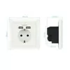 NanoCable Recessed Wall Socket with 2x USB Ports - White