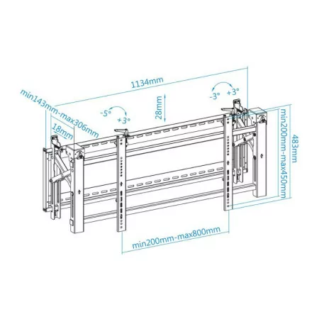 TooQ Screen Stand - VideoWall - 54" / 70" - Black - TQVW5470T