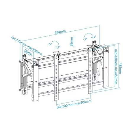 Suporte de Ecrã TooQ - VideoWall - 45" / 70" - Preto - TQVW4570T|TooQ|8433281013056
