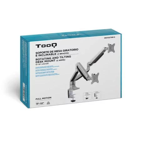 Suporte de Mesa Articulado TooQ - 2 Ecrãs - 13" / 32" - Prateado - DB3132TNR-S|TooQ|8433281007987