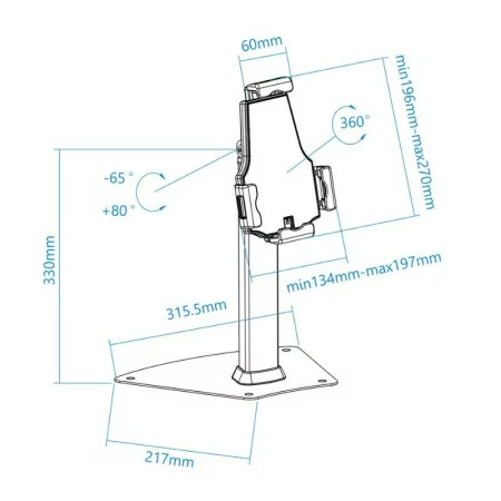 TooQ Anti-Theft Desktop Stand - For Tablet - Black - TQTDS0811