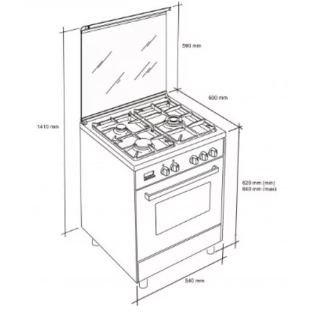 Meireles Stove - 4 Zones - 55L - Stainless Steel - M 540