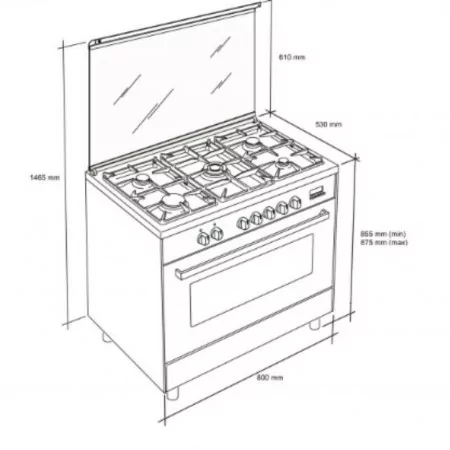 Meireles Stove - 5 Zones - 102L - Stainless Steel - M 801