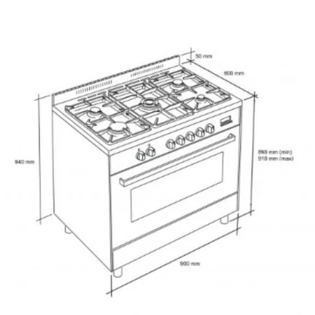 Meireles Stove - 5 Zones - 121L - Red - E 911 R