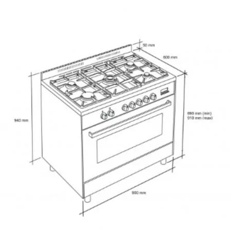 Meireles Stove - 5 Zones - 121L - Cream - E 911 CR