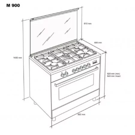 Meireles Venezia Gas Stove - 128L - 5 Burners - Stainless Steel - M 900 X - G. Nat