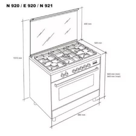 Meireles Gas Stove - 55L - 5 Burners - Stainless Steel - N 921 X