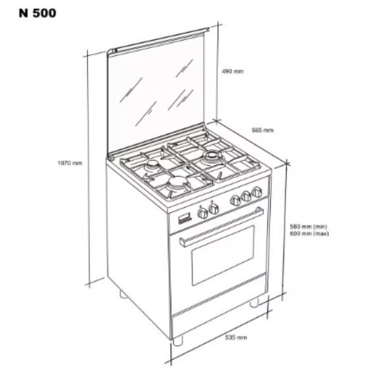 Fogão a Gás Meireles - 55L - 4 Queimadores - Inox - N 500 X NAT