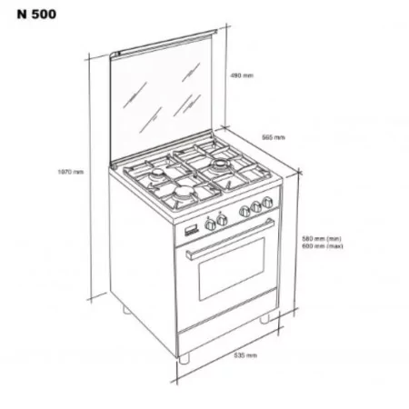 Fogão a Gás Meireles - 55L - 4 Queimadores - Inox - N 500 X|Meireles|5604409100580 Fogão a Gás Meireles - 55L - 4 Queimadores - Inox - N 500 X|Meireles|5604409100580
