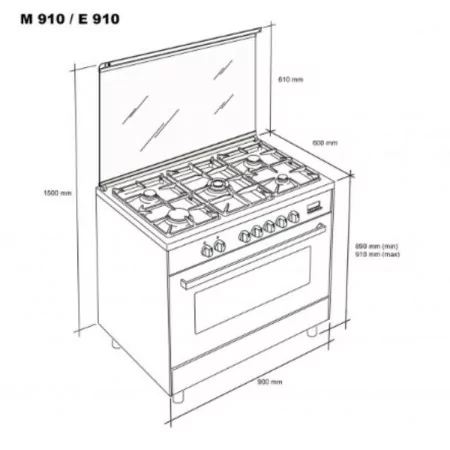 Meireles Gas Stove - 5 Burners - Stainless Steel - M 910 X