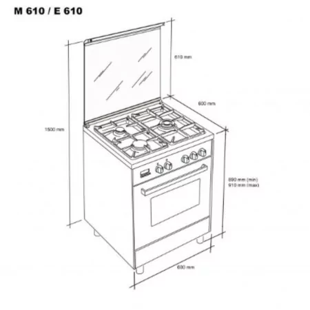 Meireles Gas Stove - 51L - 4 Burners - Stainless Steel - M 610 X NAT