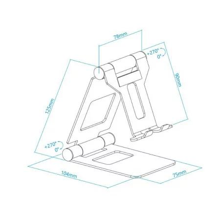 TooQ Adjustable Desk Stand - For Cell Phone / Tablet - 10" - Black - PH-KEOPS-NOCHE