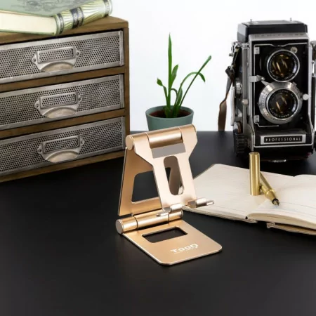 TooQ Adjustable Table Stand - For Cell Phone / Tablet - 10" - Gold - PH-KEOPS-ALBA