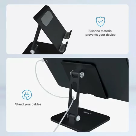 TooQ Adjustable Desk Stand - 13" - Black - PH-HERMES-NOCHE