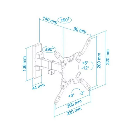 TooQ Wall Mount - For Screens - 13" / 42" - Black - LP2042TNL-B