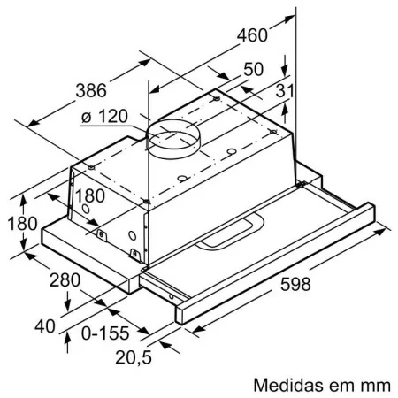 Bosch Telescopic Hood 60cm - (368 m3/h - 68W - 62db) - DFT63AC50