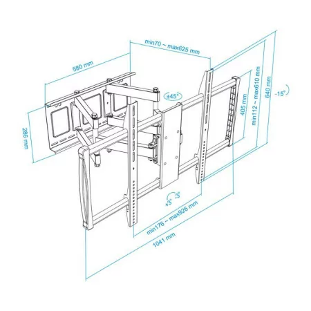 TooQ Wall Mount - For Screens - 60" / 100" - Black - LP75100TN-B