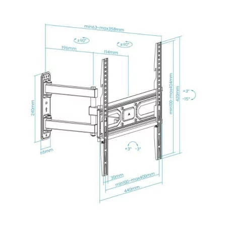 TooQ Wall Mount - For Screens - 32" / 55" - Black - LP7843TN-B