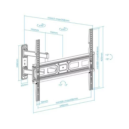 TooQ Wall Mount - For Screens - 37" / 70" - Black - LP7863TN-B