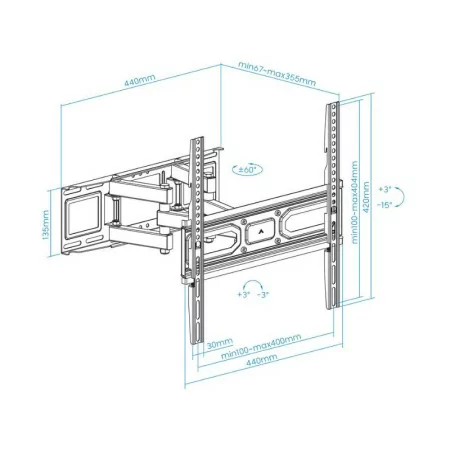 TooQ Wall Mount - For Screens - 32" / 70" - Black - LP7846TN-B