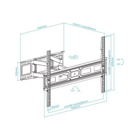 Suporte de Parede TooQ - P/ Ecrãs - 37" / 80" - Preto - LP7866TN-B|TooQ|8433281013155