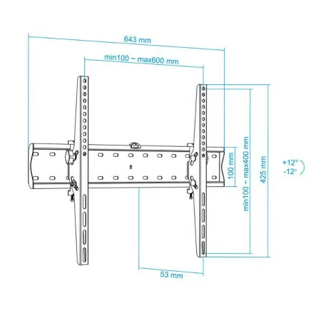 TooQ Wall Mount - For Screens - 37" / 70" - Black - LP4270T-B