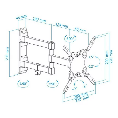 TooQ Wall Mount - For Screens - 13" / 42" - Black - LP2142TNL-B