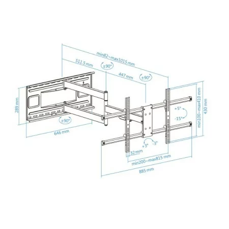 TooQ Wall Mount - For Screens - 43" / 80" - Black - LP4380XL-B