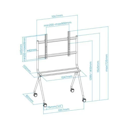 TooQ Floor Stand - With Wheels - For Screens - 50" / 86" - Gray - FS20205M-B