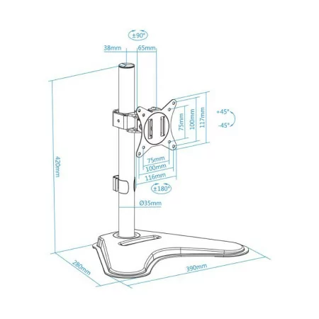 TooQ Table Stand - For Screen - 17" / 32" - Black - DB1701TN-B
