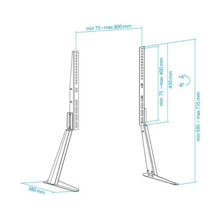 Suporte de Mesa TooQ - P/ Ecrã - 32" / 70" - Preto - DB3270T-B|TooQ|8433281010321