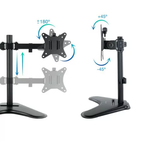 TooQ Table Stand - For 2 Screens - 17" / 32" - Black - DB1702TN-B
